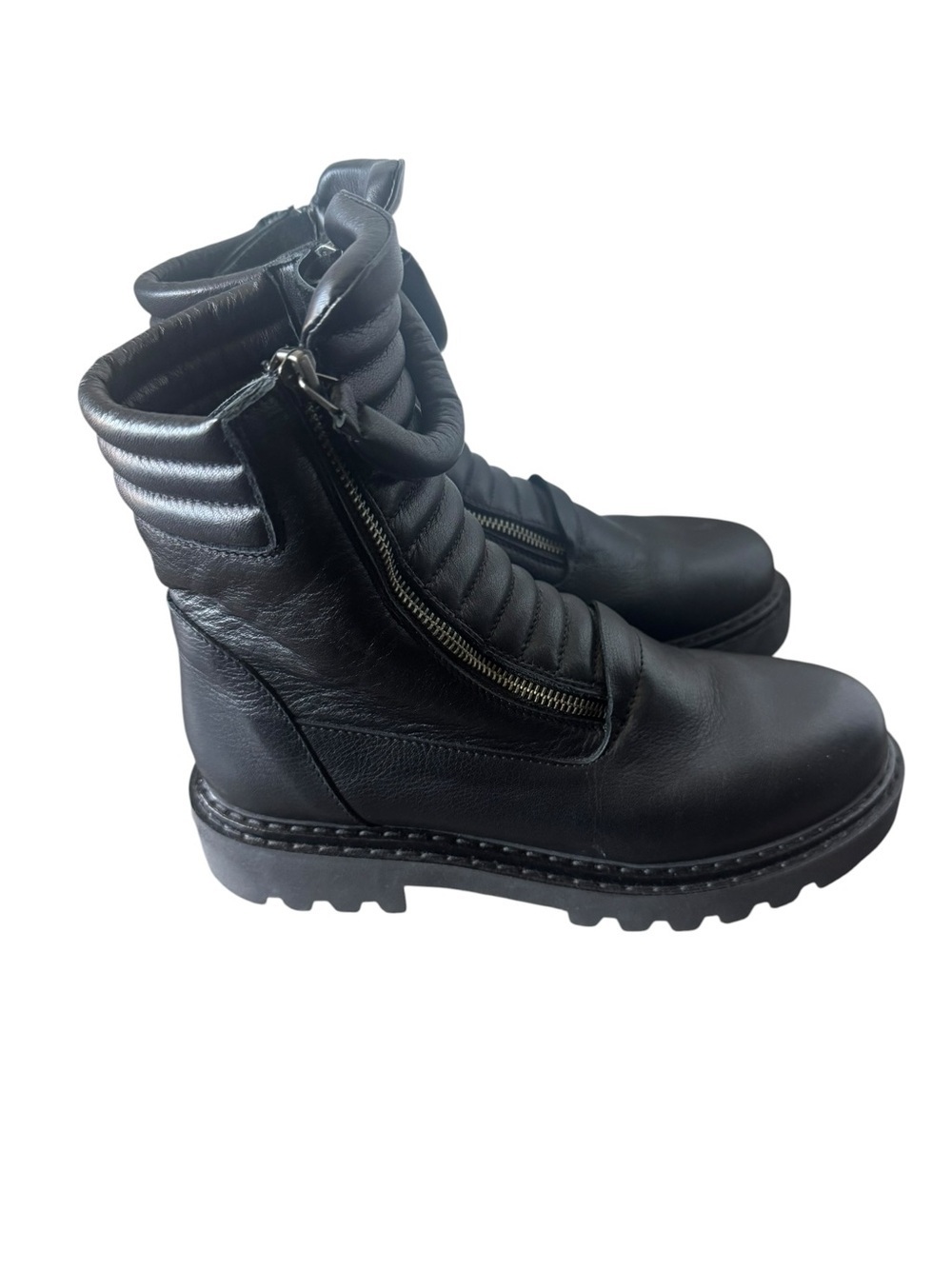 Marcella Karma European Leather Ribbed Ankle Boots Black 38. NWOT - Picture 7 of 10